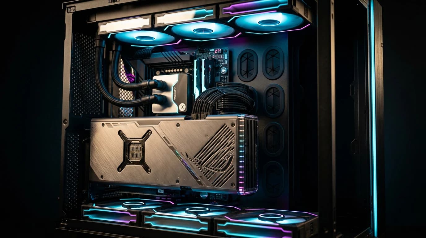 Custom RGB Gaming PC Build mit Triple-Fan GPU und Tempered Glass