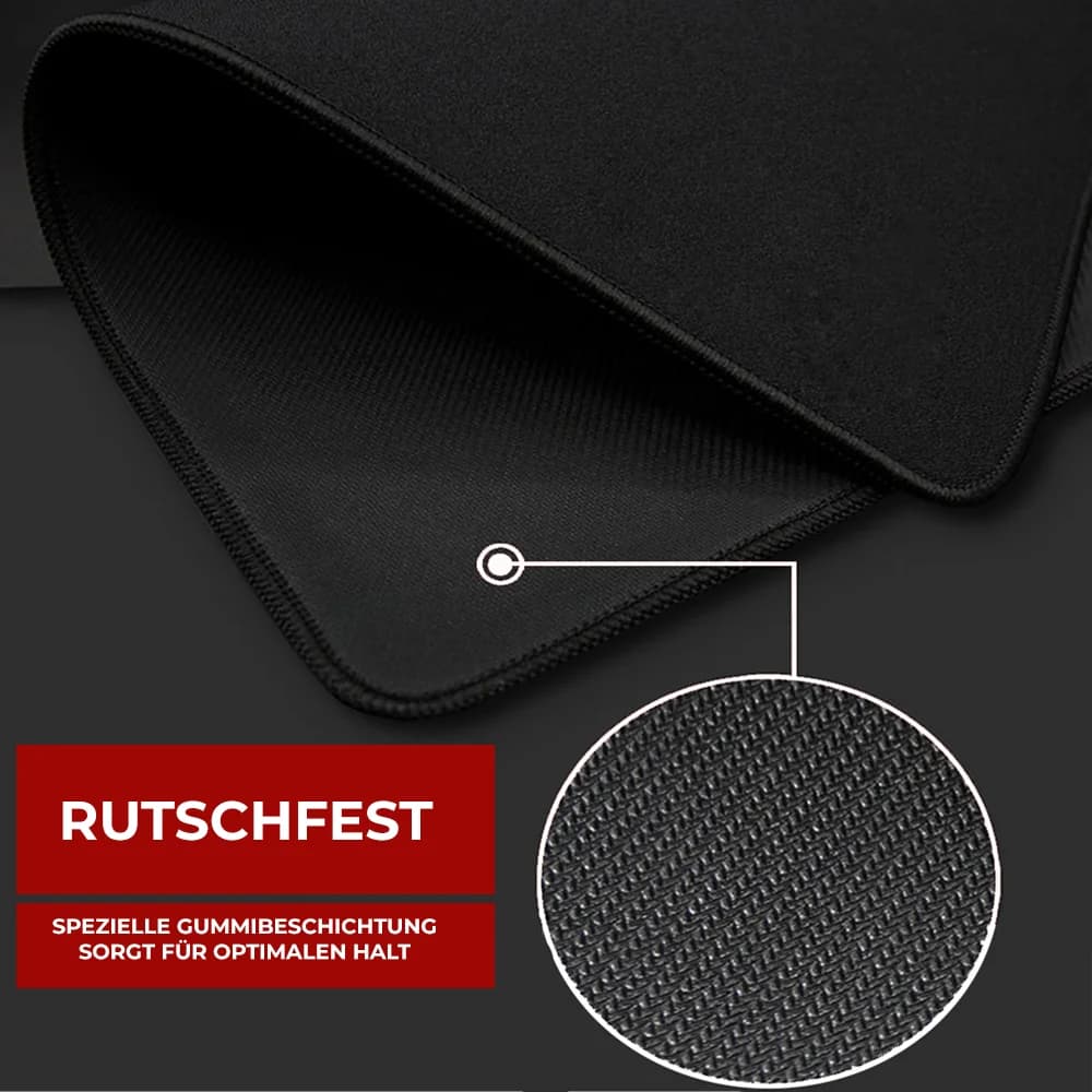 Rutschfeste Gummischicht auf der Unterseite eines Custom LED Mauspads