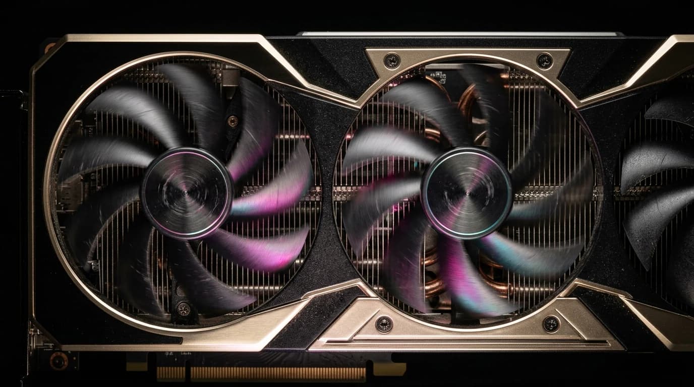 NVIDIA RTX 5080 Grafikkarte im Close-Up mit RGB-Beleuchtung