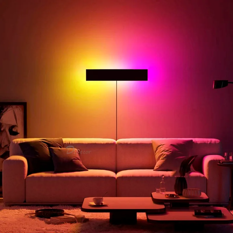 SETUPKING LED Wandleuchte mit warmem Orange- und Pink-Licht im Wohnzimmer