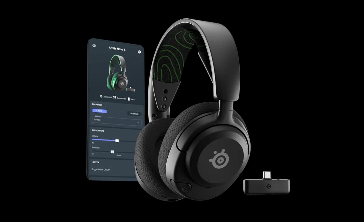 SteelSeries Arctis Nova 5X Wireless mit USB-Sender und Hersteller-Appdemo; Telefon nicht enthalten
