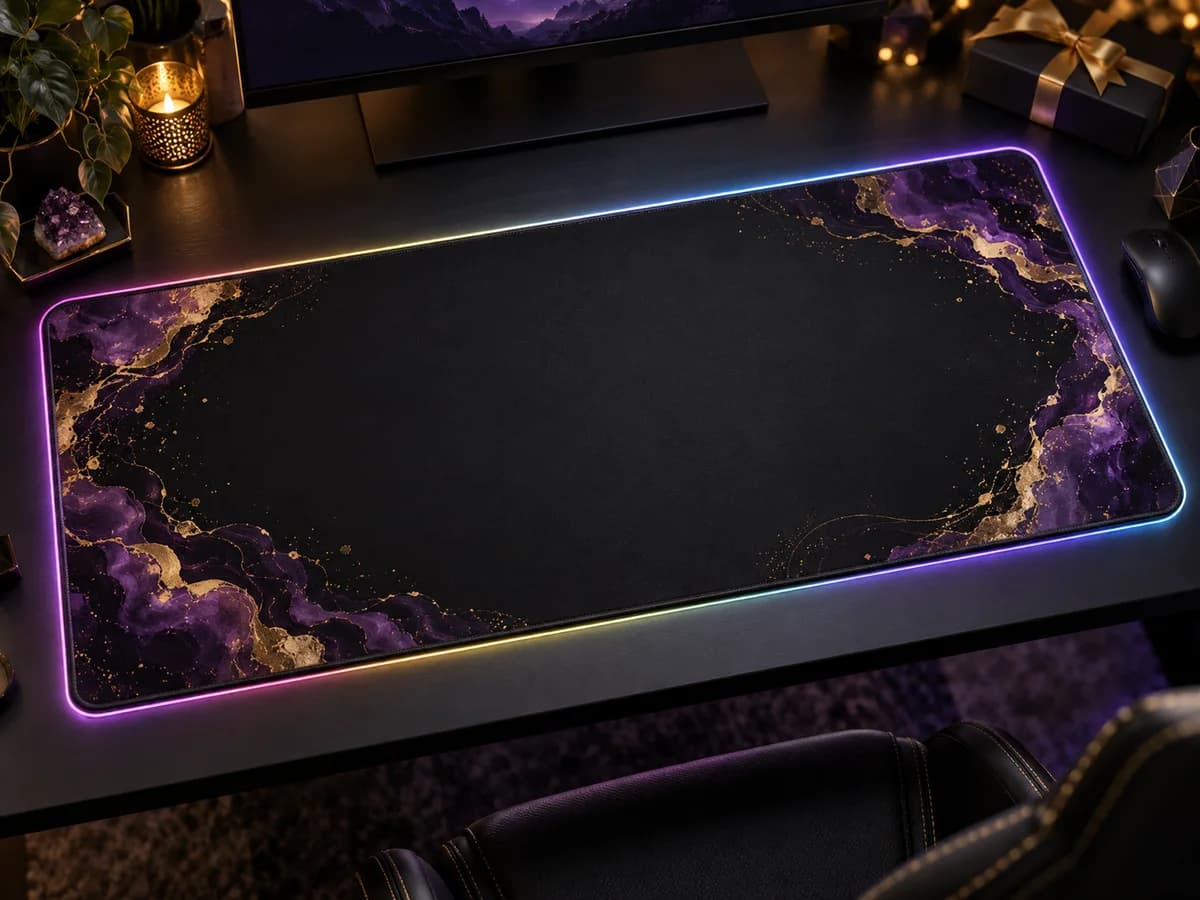 Design-Visualisierung eines selbst gestalteten RGB-Gaming-Mauspads