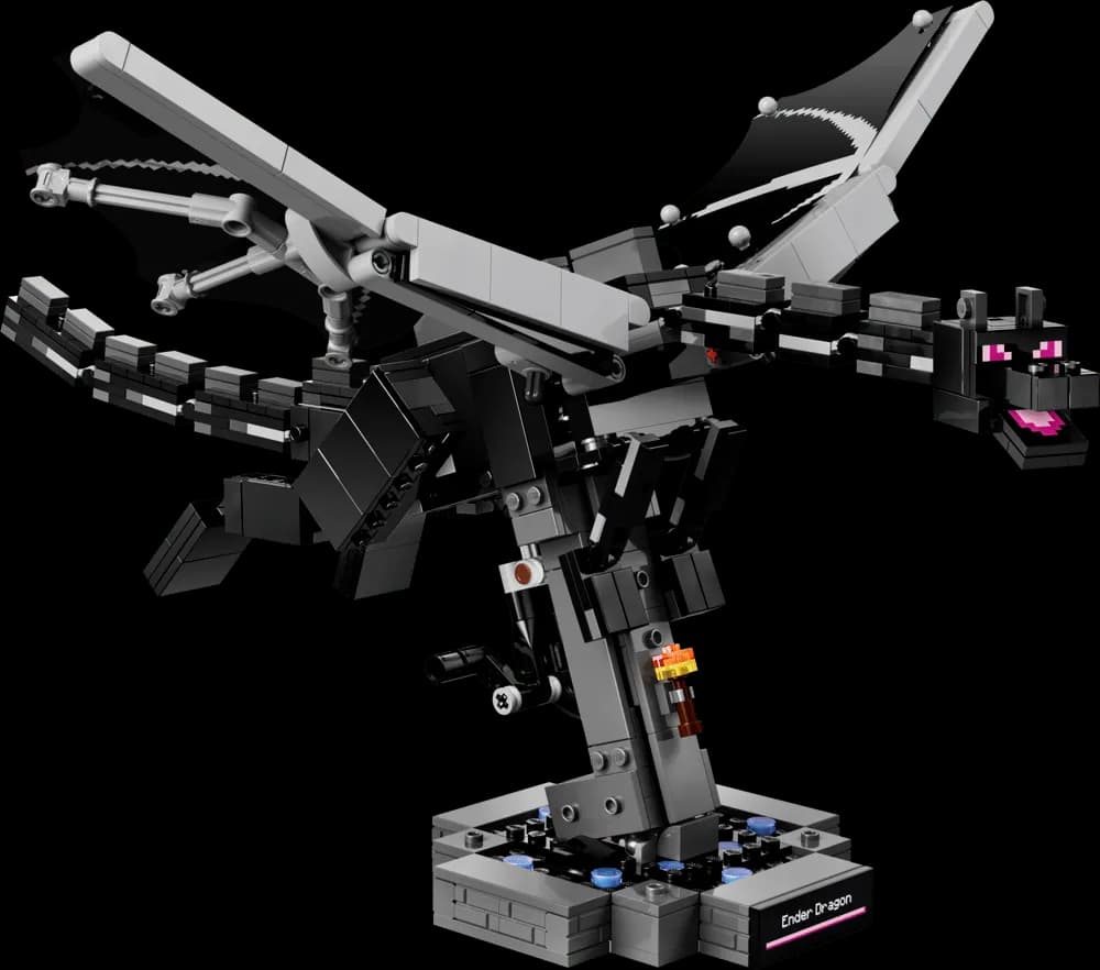 LEGO Minecraft Der Enderdrache (21595) auf Sockel mit Kurbel, Herstellerbild