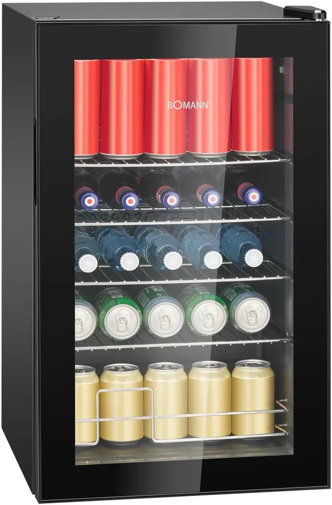 Bomann Flaschenkühlschrank KSG 7287 mit Glastür, schwarz, 63 Liter
